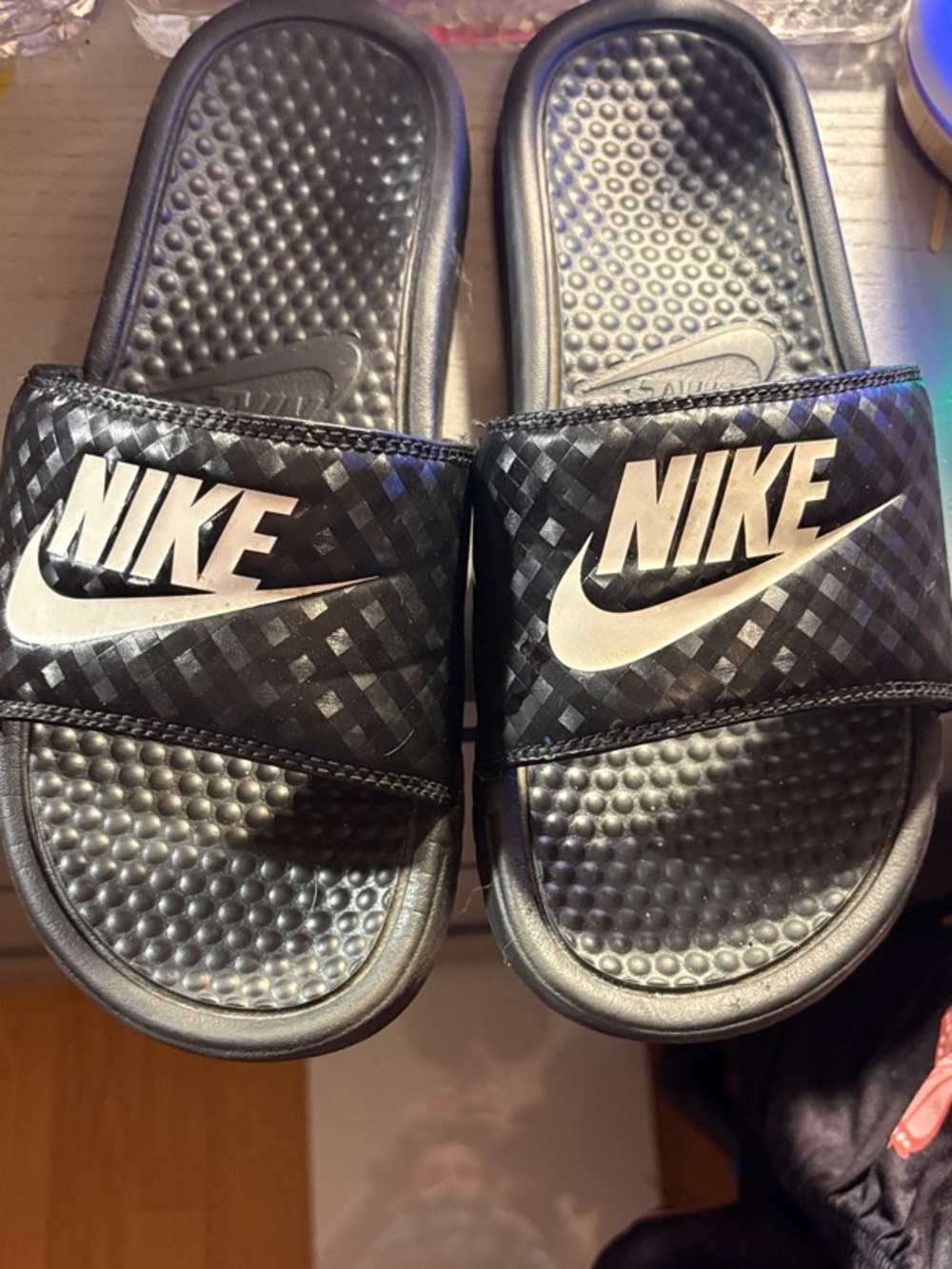 Nike Black Youth Slide Sandals with White Swoosh